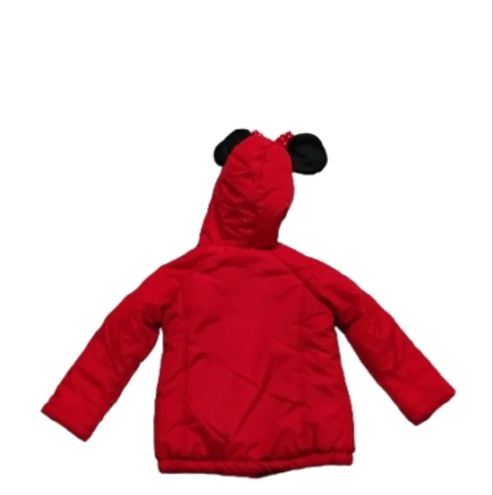 Minnie Mouse Ears Disney Girls Red Puffer Fleece Lined Jacket Sz 5